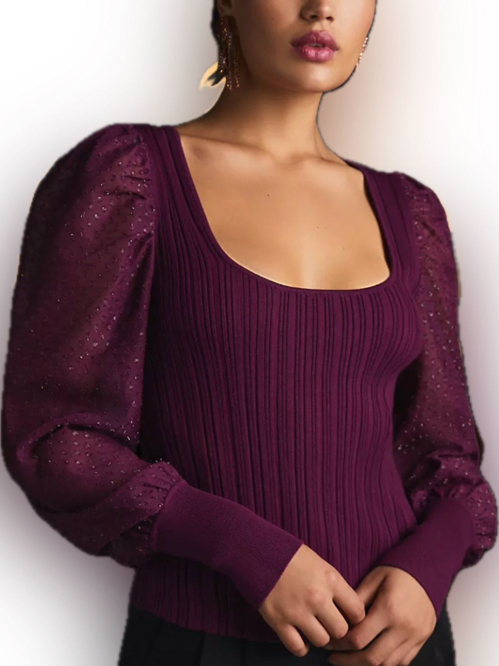 By Anthropologie puff sleeved shimmer sweater 1X